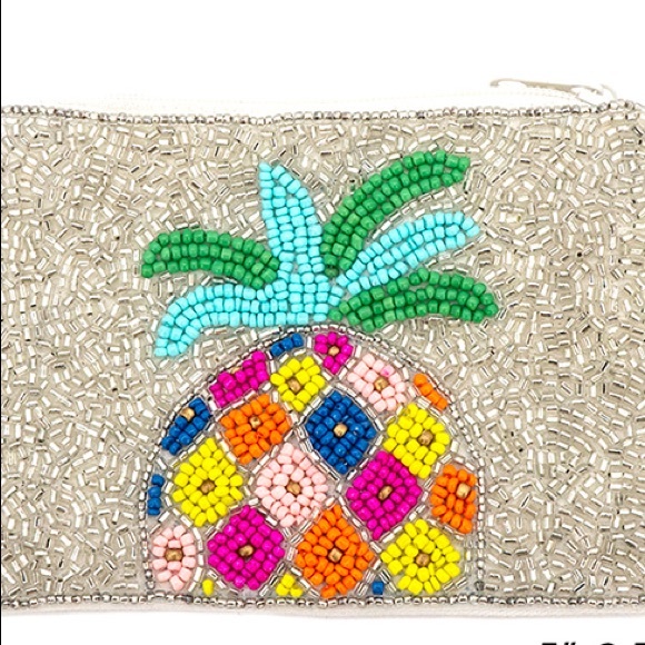Silver beaded colorful pineapple wallet - Picture 2 of 3